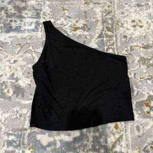 Asymmetric One-Shoulder Black Crop Top